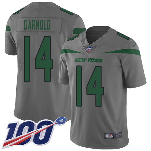 New York Jets Limited Gray Men Sam Darnold Jersey NFL Football #14 100th Season Inverted Legend